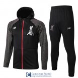 Liverpool Chaqueta Capucha Black Grey + Pantalon 2019/2020