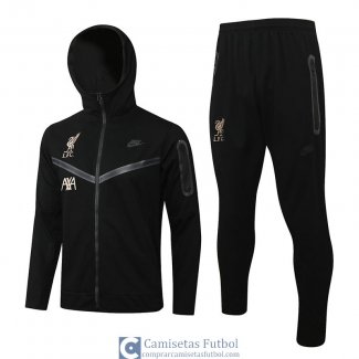 Liverpool Chaqueta Capucha Black I + Pantalon Black I 2022/2023