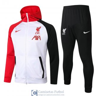 Liverpool Chaqueta Capucha White + Pantalon Black 2020/2021