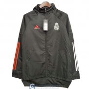 Real Madrid Chaqueta Rompevientos Black White Red 2020/2021