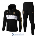 Real Madrid Chaqueta Capucha Black White + Pantalon 2019/2020