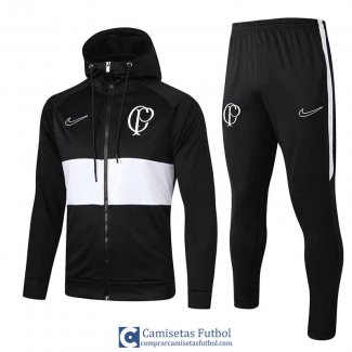 Corinthians Chaqueta Capucha Black White + Pantalon 2019/2020