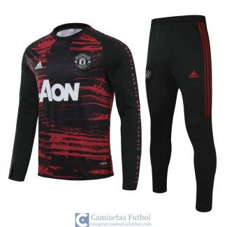 Manchester United Sudadera De Entrenamiento Black Red + Pantalon 2020/2021