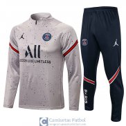 PSG Sudadera De Entrenamiento Light Grey Dots + Pantalon 2021/2022