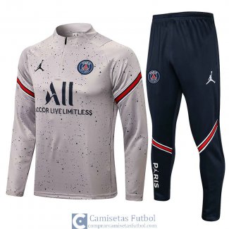 PSG Sudadera De Entrenamiento Light Grey Dots + Pantalon 2021/2022