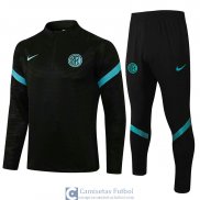 Inter Milan Sudadera De Entrenamiento Black + Pantalon Black Blue 2021/2022