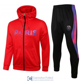 PSG x Jordan Chaqueta Capucha Red + Pantalon Black 2021/2022