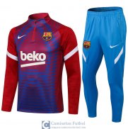 Barcelona Sudadera De Entrenamiento Red Blue + Pantalon Blue 2021/2022