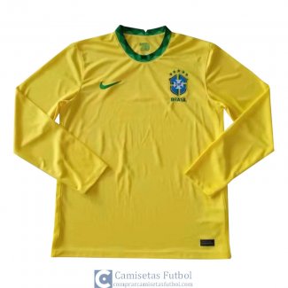 Camiseta Manga Larga Brasil Primera Equipacion 2020/2021