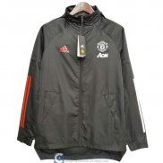 Manchester United Chaqueta Rompevientos Black White Red 2020/202