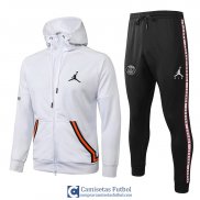 PSG x Jordan Chaqueta Capucha White Orange + Pantalon 2020/2021