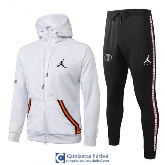 PSG x Jordan Chaqueta Capucha White Orange + Pantalon 2020/2021