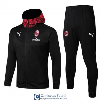 AC Milan Chaqueta Capucha Black + Pantalon 2019/2020