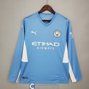 Camiseta Manga Larga Manchester City Primera Equipacion 2021/2022