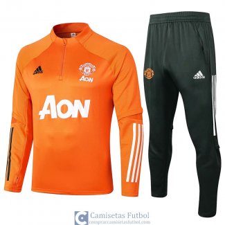 Manchester United Sudadera De Entrenamiento Orange + Pantalon 20