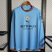 Camiseta Manga Larga Manchester City Primera Equipacion 2022/2023