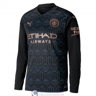 Camiseta Manga Larga Manchester City Segunda Equipacion 2020/202